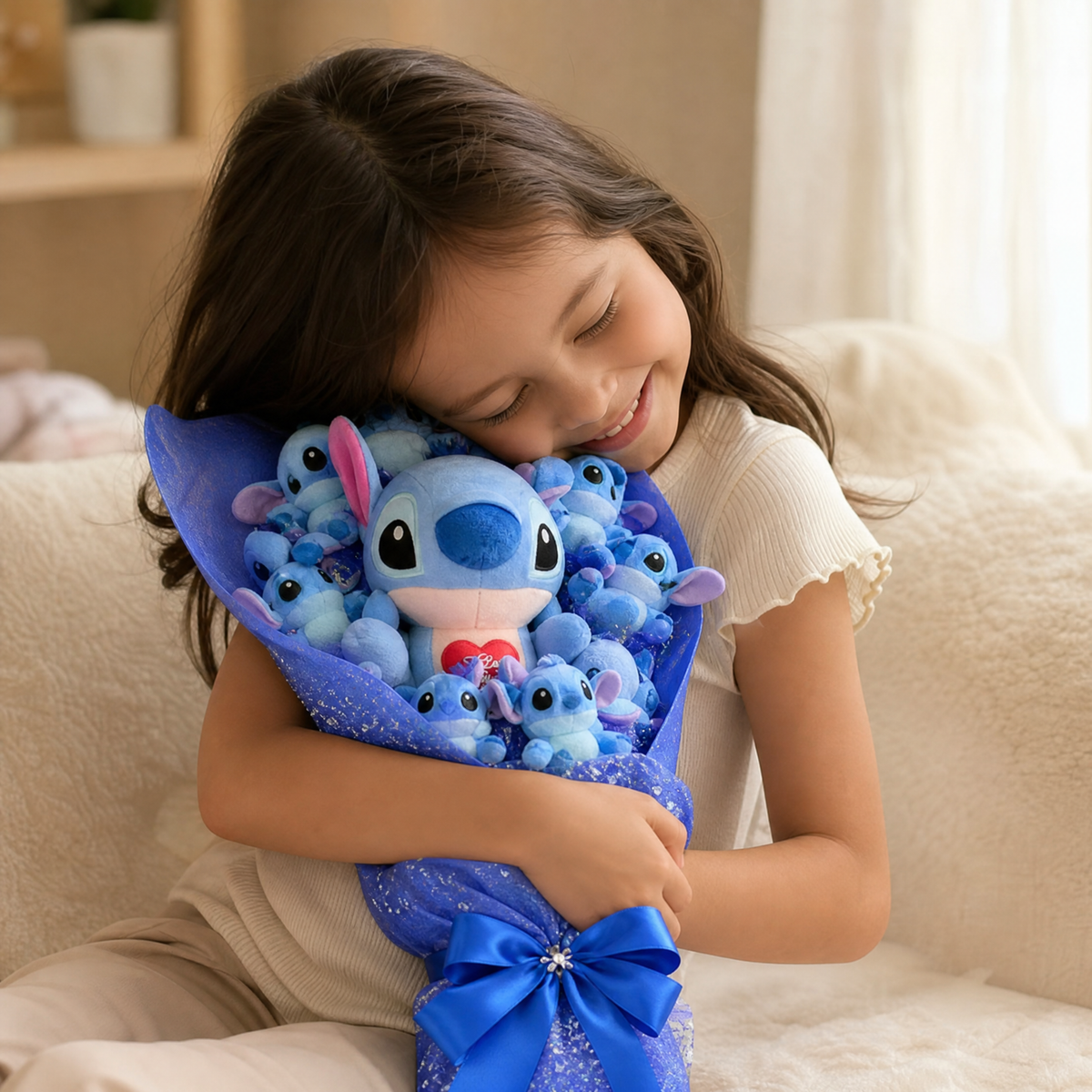 Bouquet Peluche Stitch I Love You con Cofanetto - Utilizzo cosy interno
