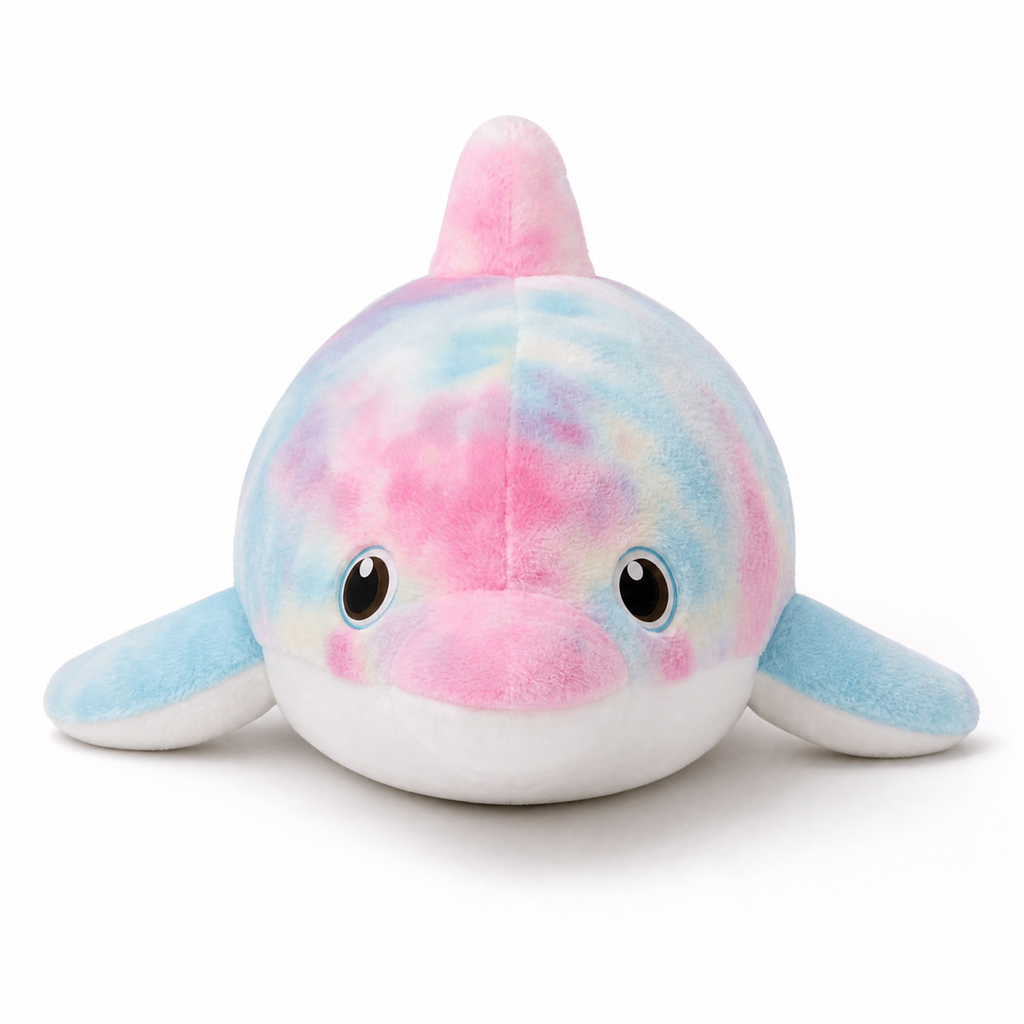 Peluche Delfino Arcobaleno - Sfondo bianco frontale