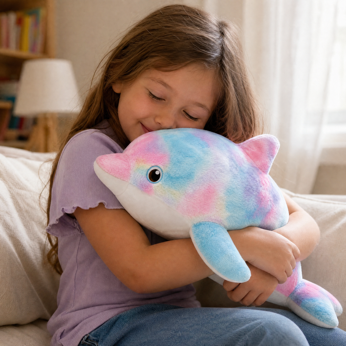 Peluche Delfino Arcobaleno - Utilizzo cosy in interno
