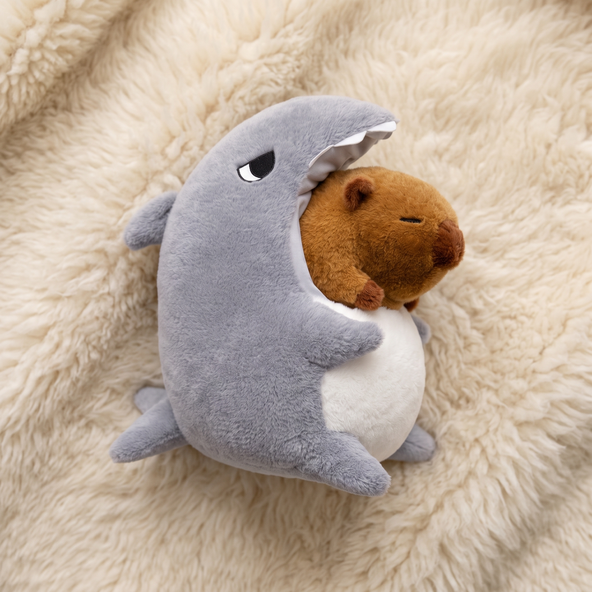 Peluche Capibara Squalo Grigio e Marrone - Dettaglio materiale