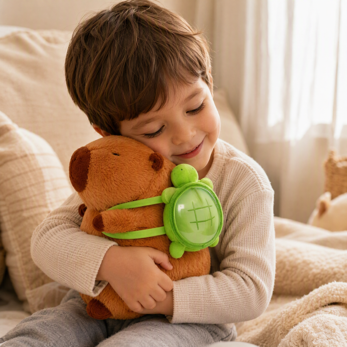 Peluche Capibara con Zainetto Tartaruga - Utilizzo cosy in interni