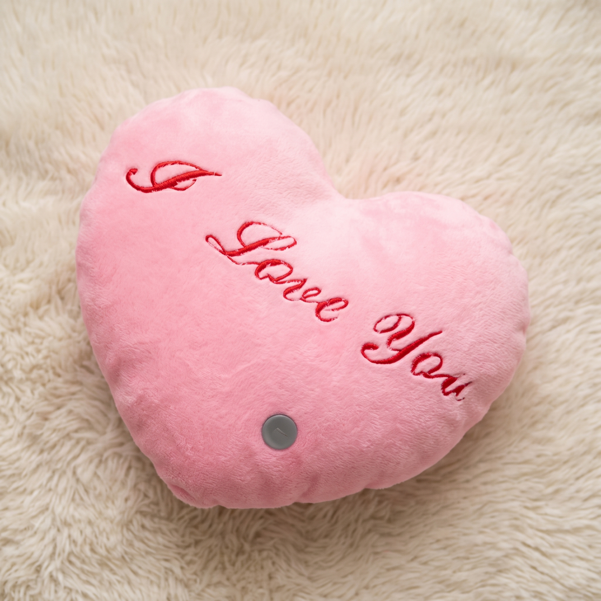 Cuscino cuore I Love You rosa 35 cm - dettaglio del materiale
