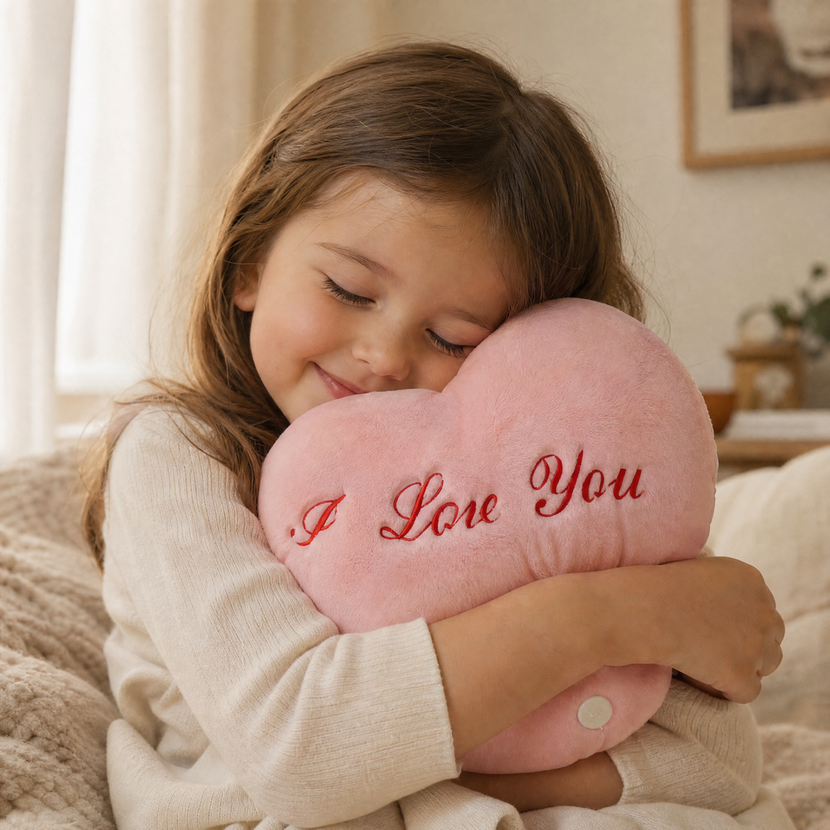 Cuscino luminoso cuore I Love You - utilizzo accogliente in un interno