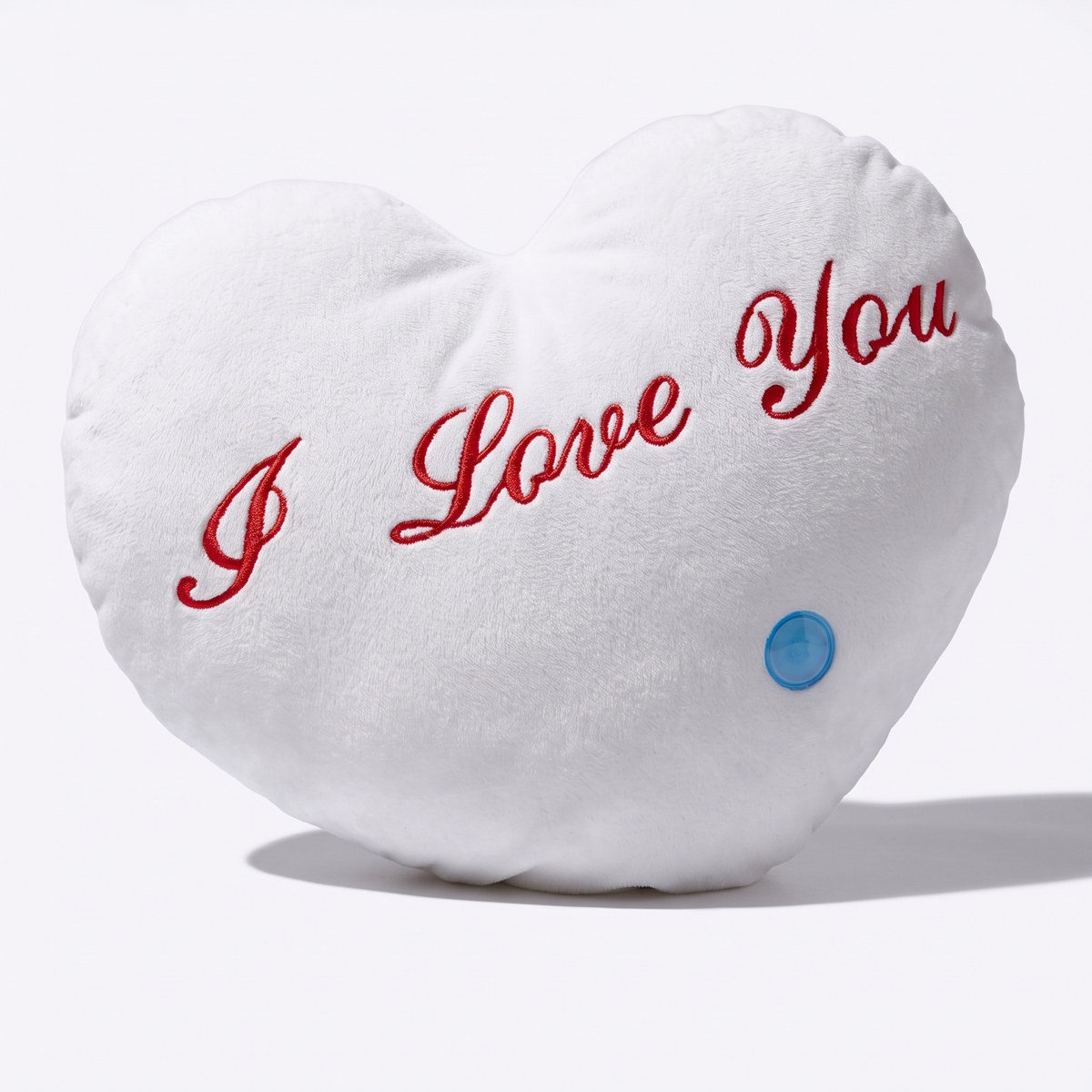 Cuscino peluche cuore I Love You - sfondo bianco frontale