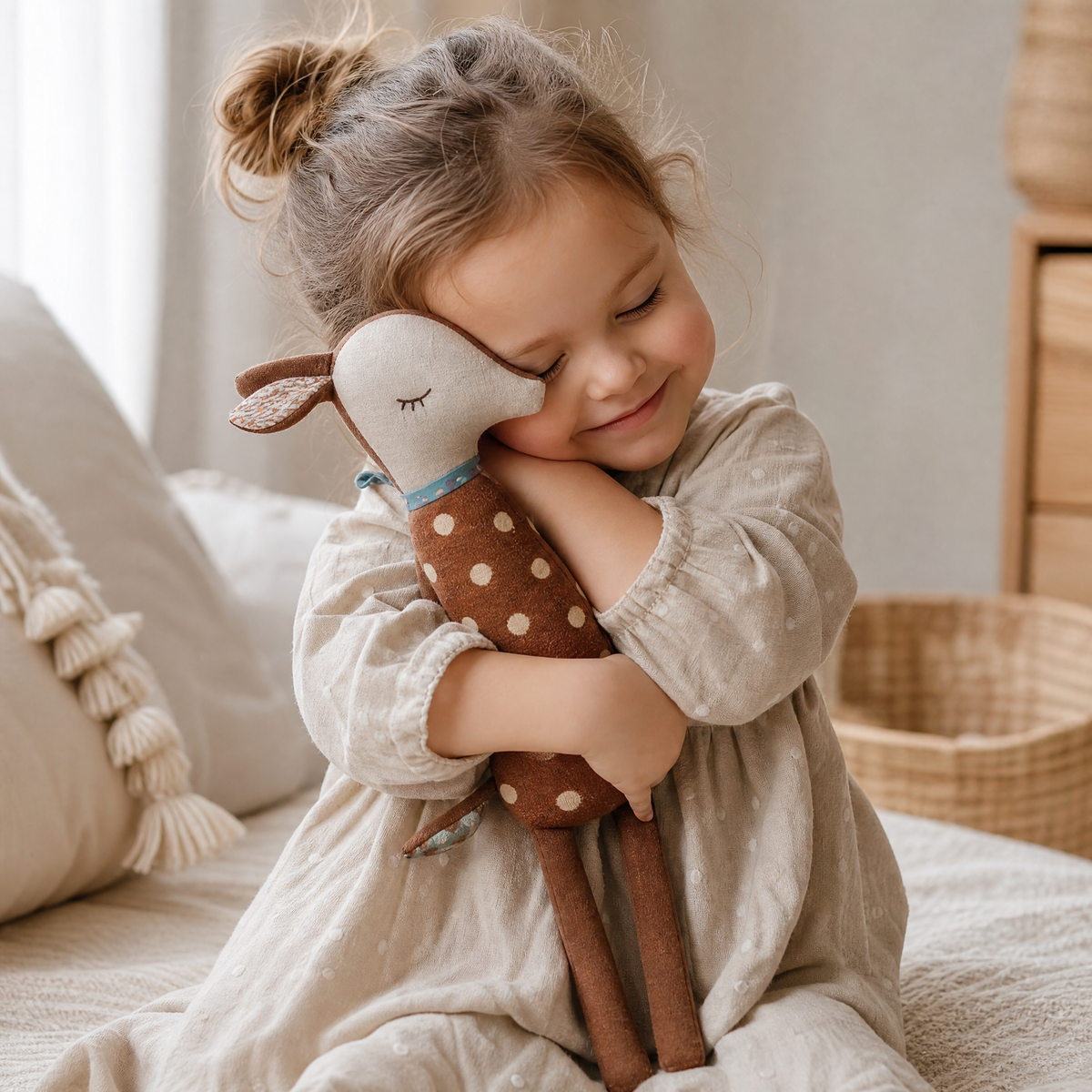 Doudou cervo con vestito a pois - Utilizzo accogliente in interno