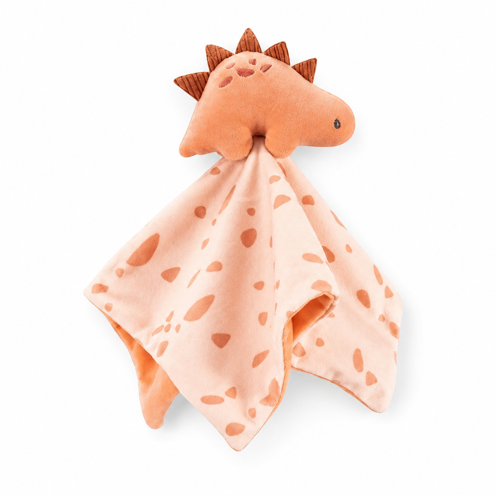 Doudou Dinosauro Pesca a Pois per Bebè - sfondo bianco angolo