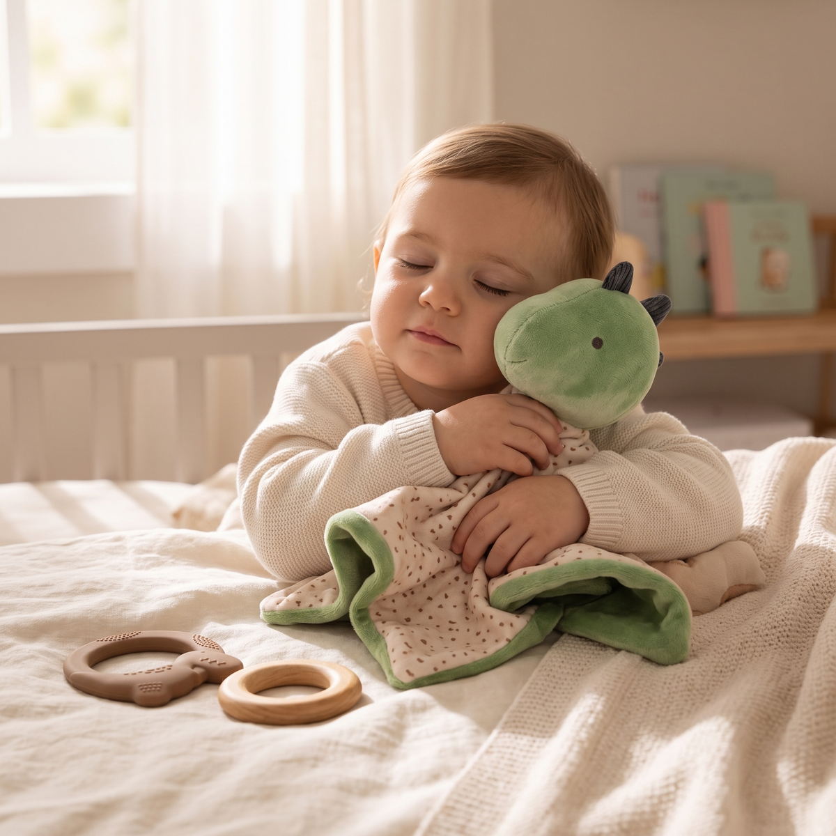Doudou Dinosauro Verde per Neonati - Utilizzo cosy in casa