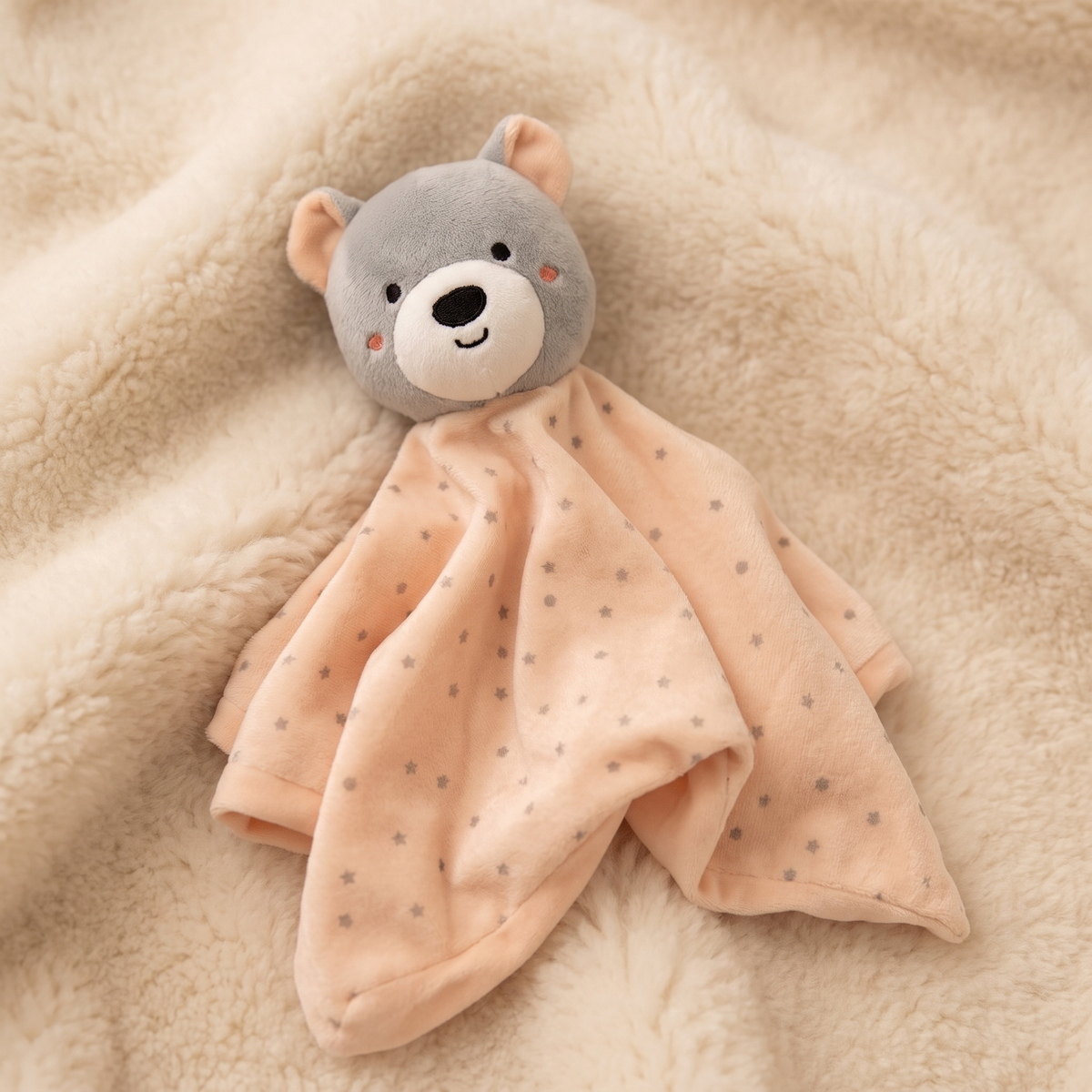 Doudou Orsetto Quadrato Stellato Pesca - Dettaglio materiale