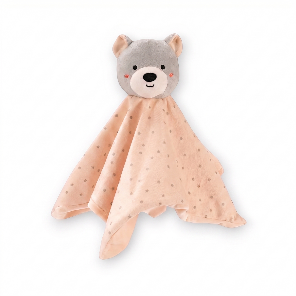 Doudou Orsetto Quadrato Stellato Pesca - sfondo bianco Frontale