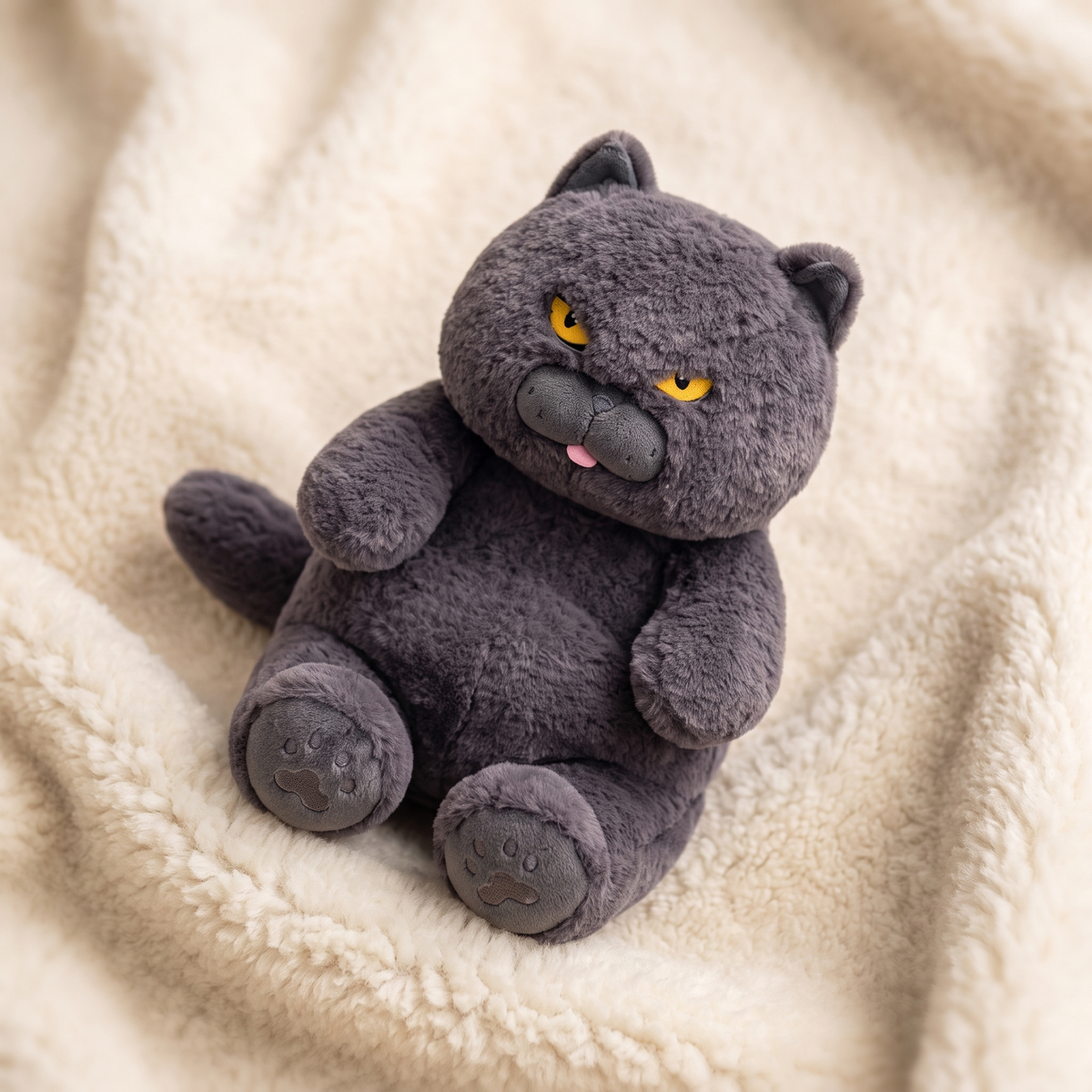Peluche gatto scorbutico grigio - Dettaglio del materiale