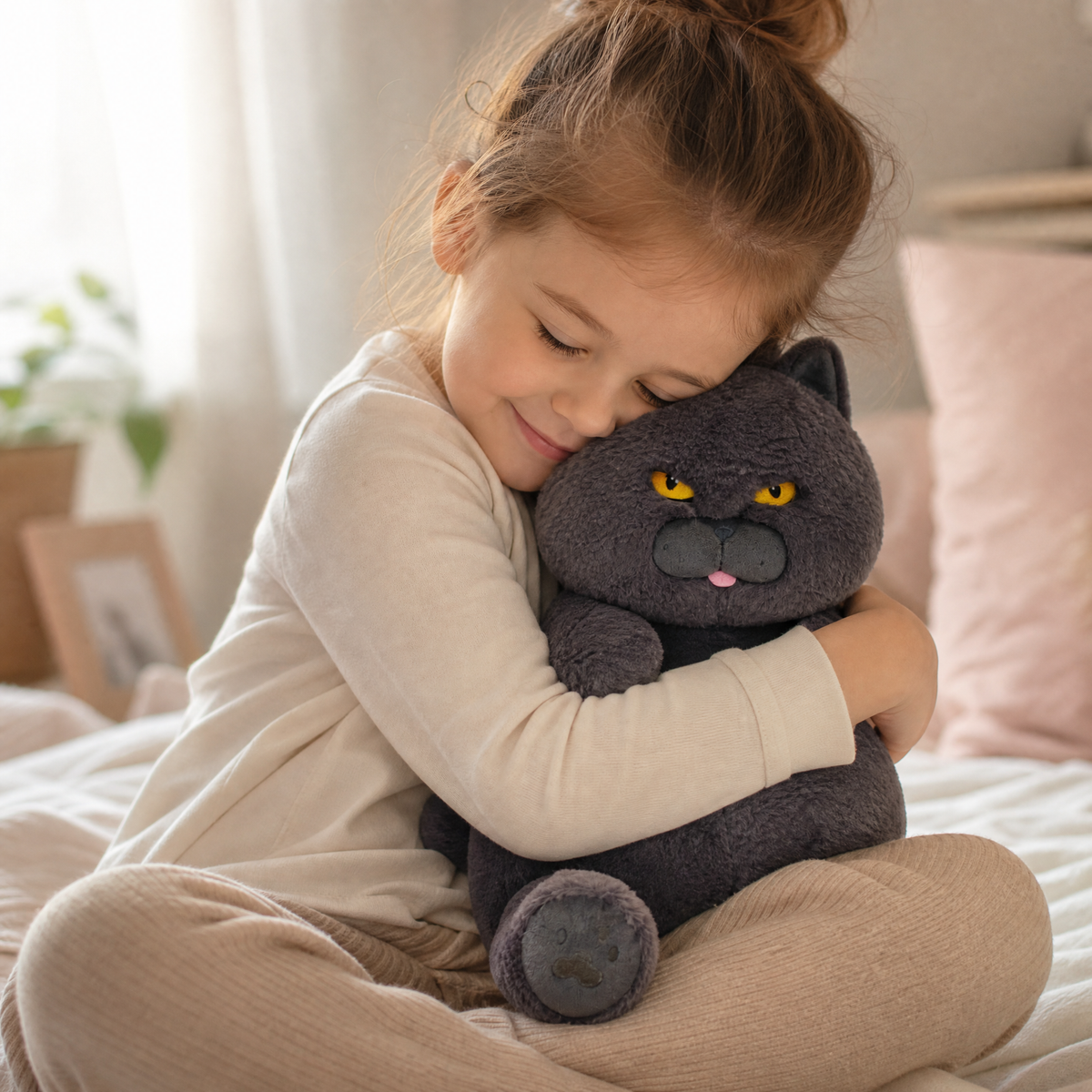 Peluche gatto scorbutico grigio - Uso accogliente in interni