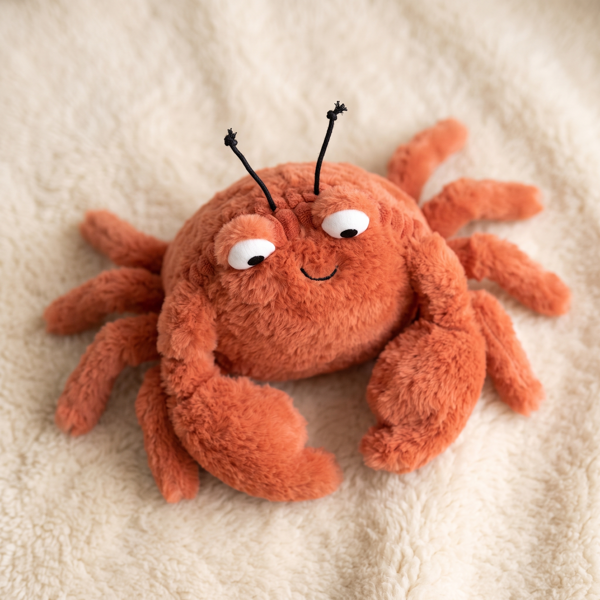 Peluche granchio arancione morbido - Dettaglio del materiale