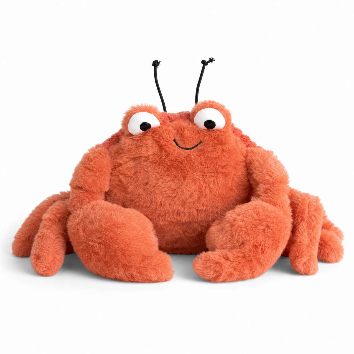 Peluche granchio arancione morbido - Sfondo bianco frontale