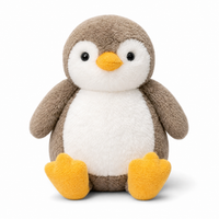 Peluche Pinguino Morbido Tortora e Bianco - Sfondo bianco frontale