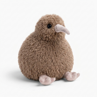 Peluche Kiwi Grigio Uccello Realistico - Sfondo bianco angolato