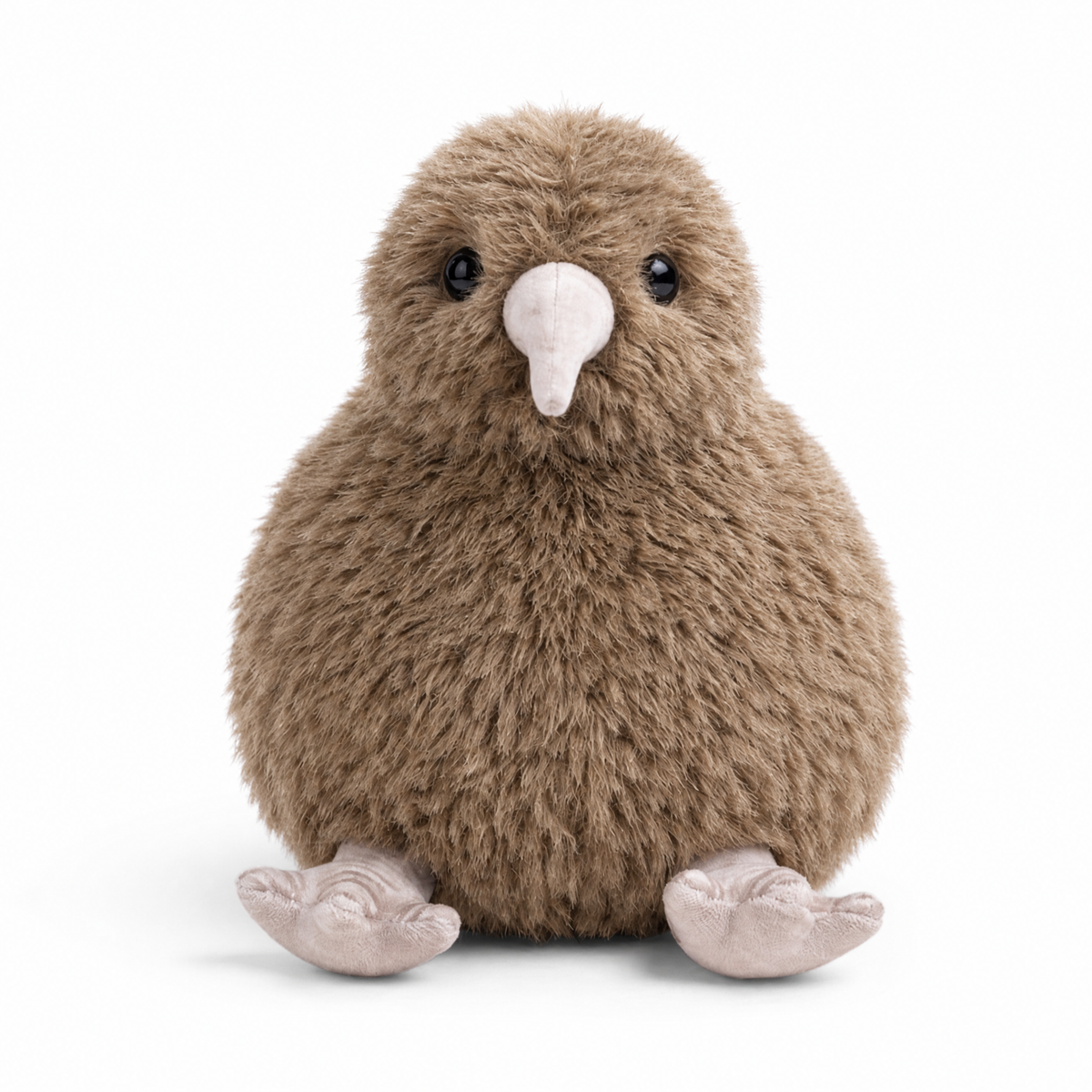 Peluche Kiwi Grigio Uccello Realistico - Sfondo bianco frontale