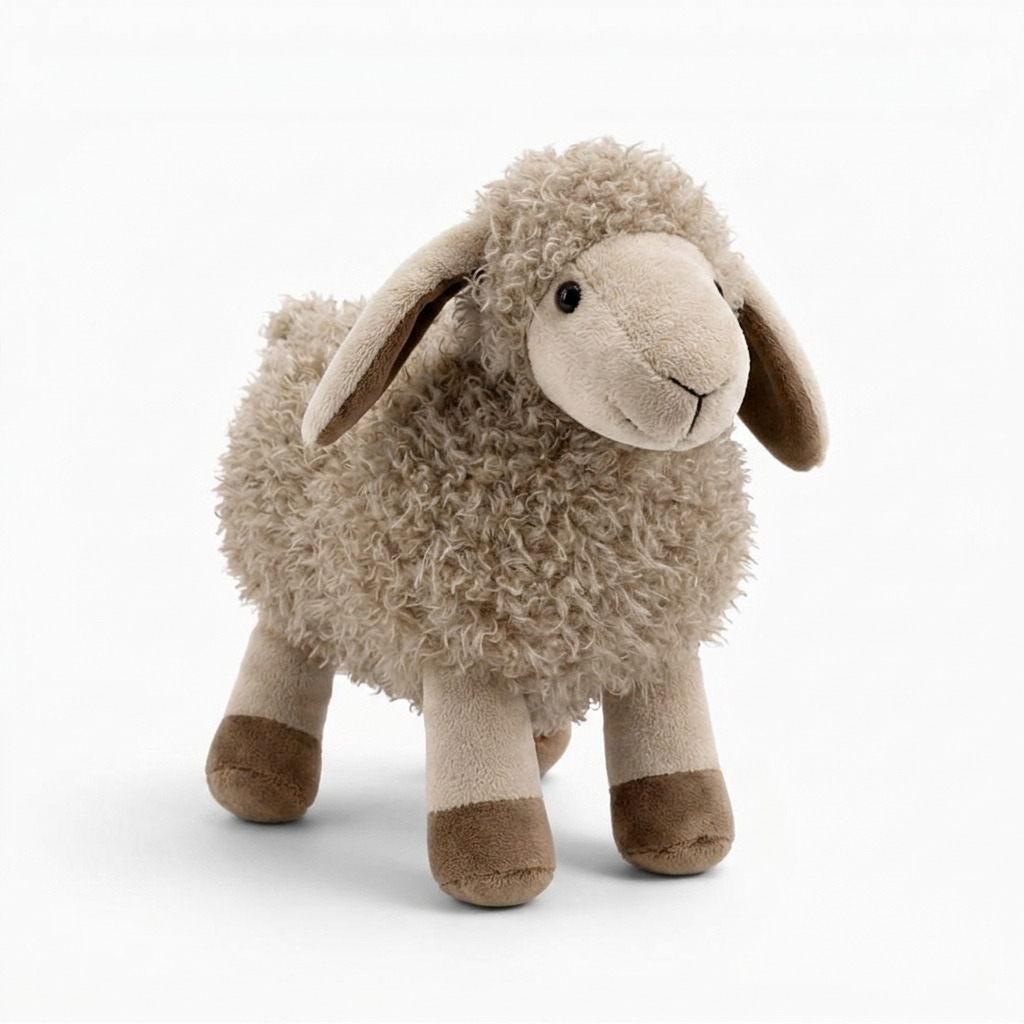 Peluche Pecora Grigia in Cotone - Sfondo bianco angolato