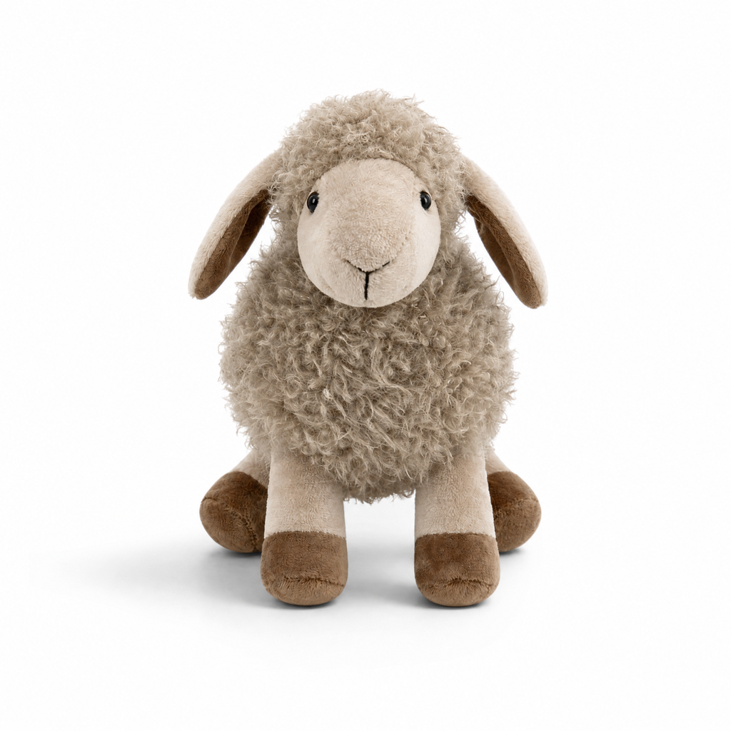 Peluche Pecora Grigia in Cotone - Sfondo bianco frontale