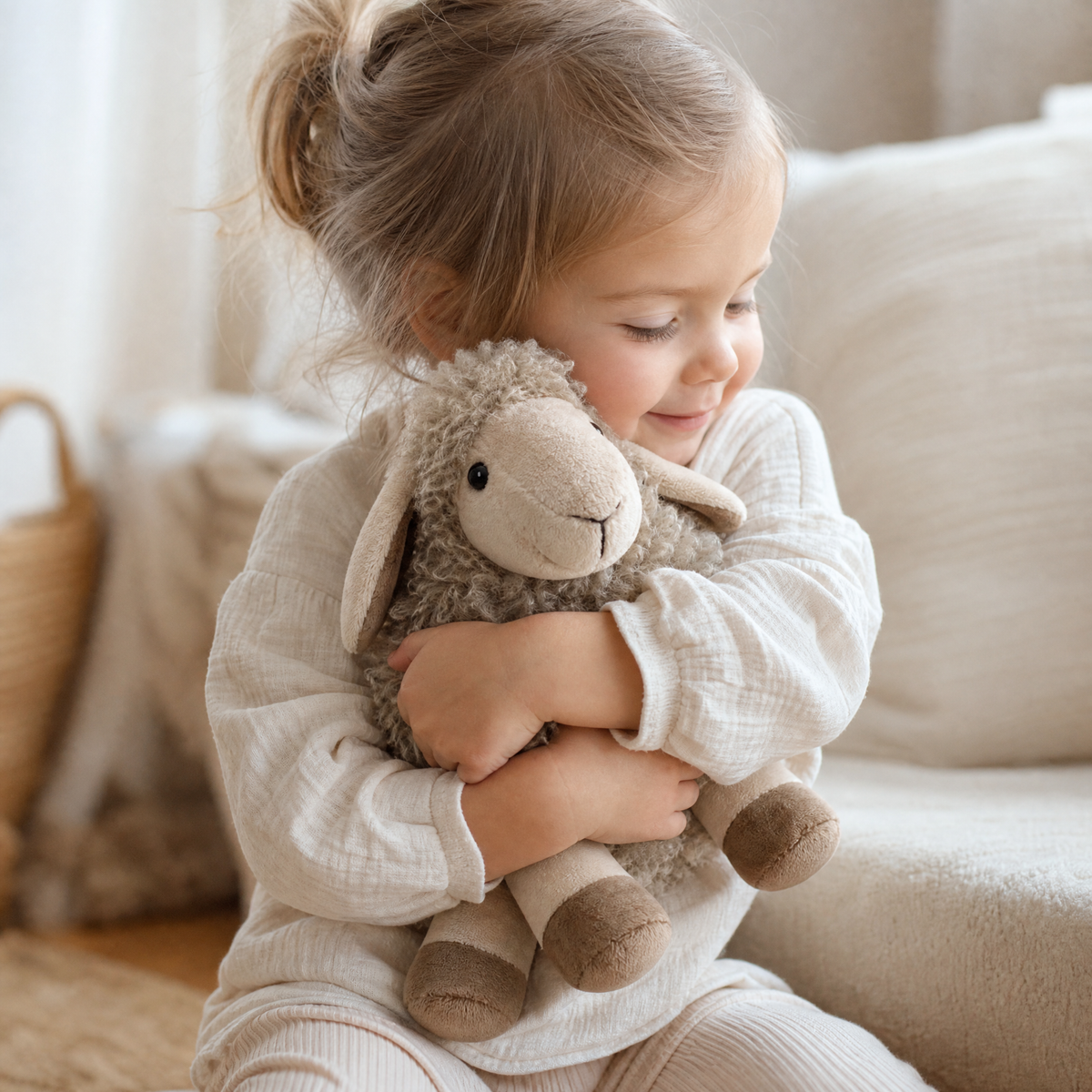 Peluche Pecora Grigia in Cotone - Utilizzo cosy in interno