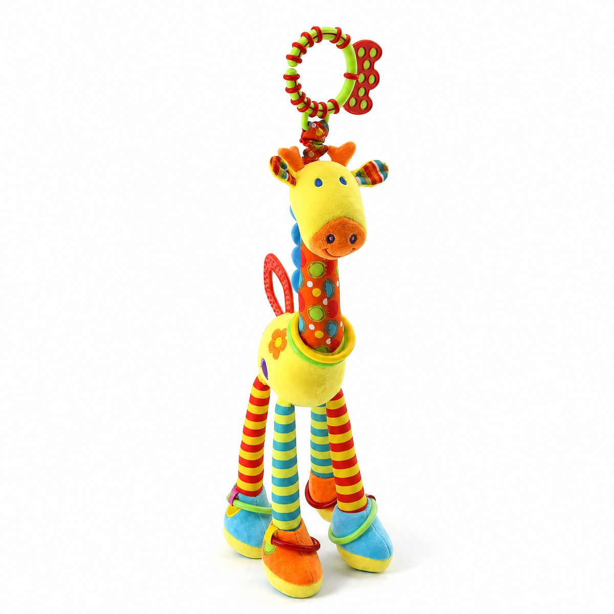 Sonaglio Giraffa Sensoriale con Anello - Sfondo bianco frontale