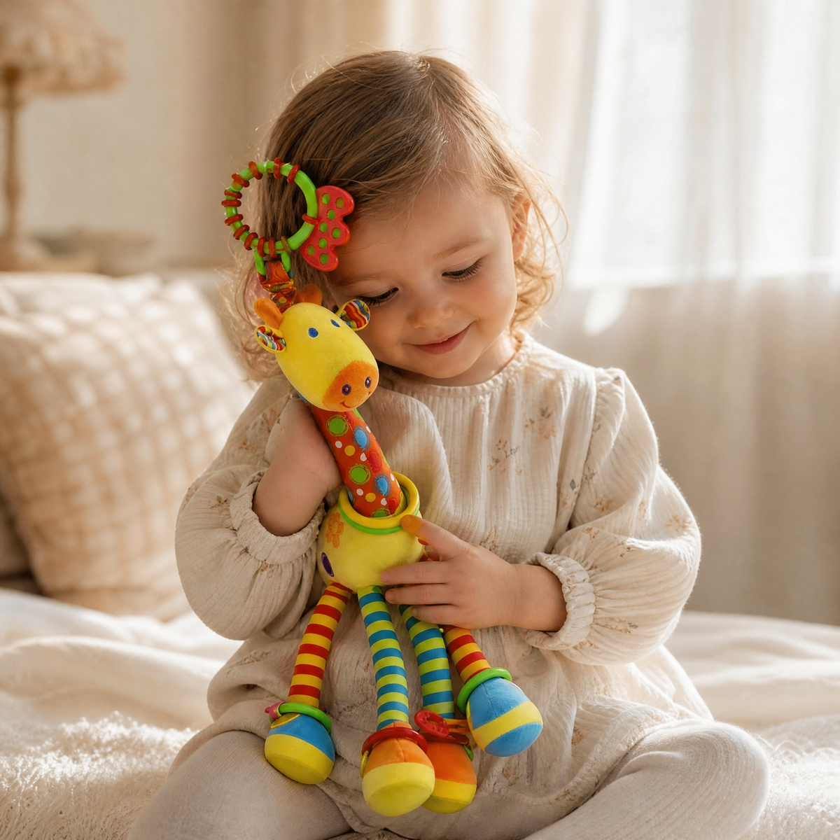 Sonaglio Giraffa Sensoriale con Anello - Uso cosy in interni