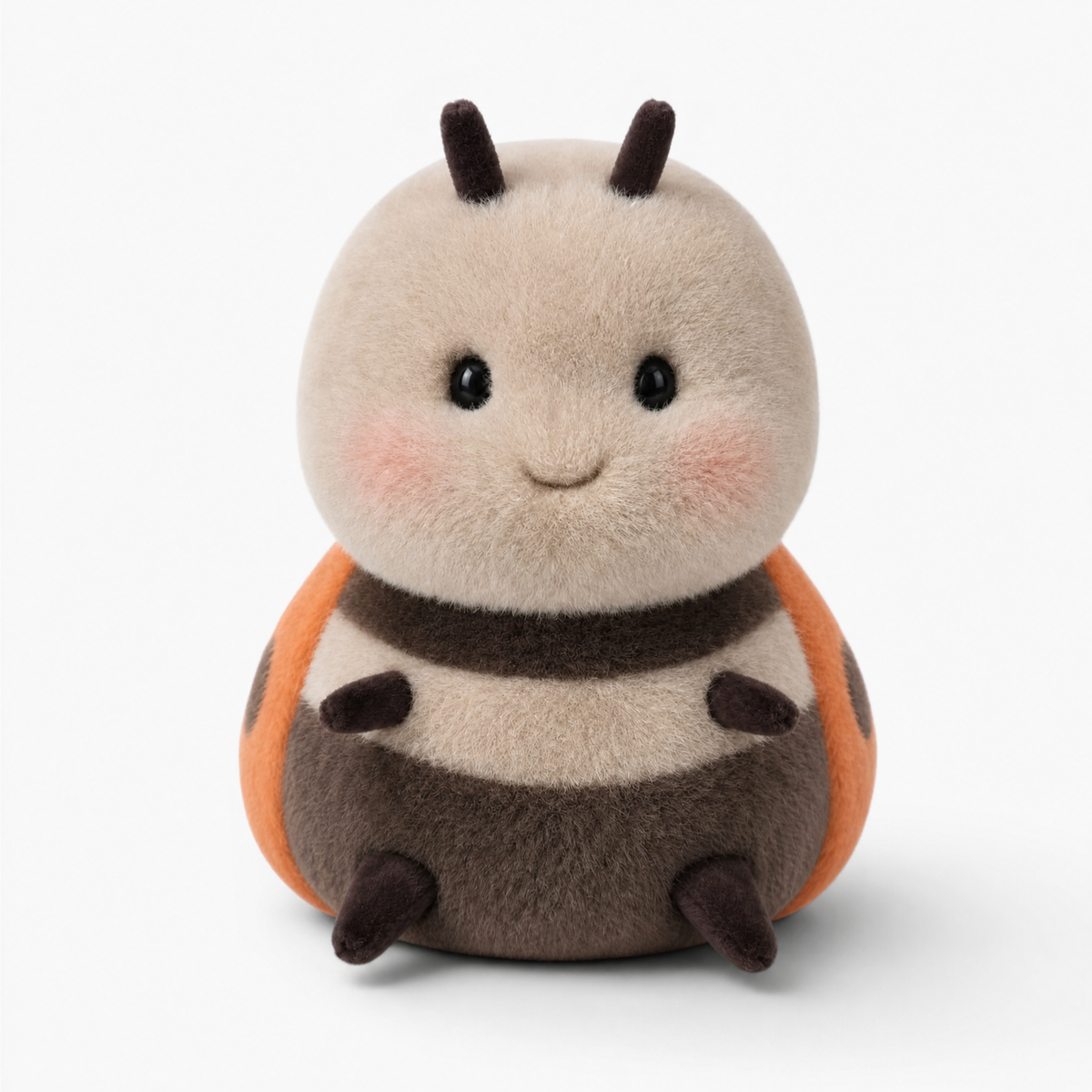 Peluche Coccinella Kawaii Beige e Arancione - Sfondo bianco frontale