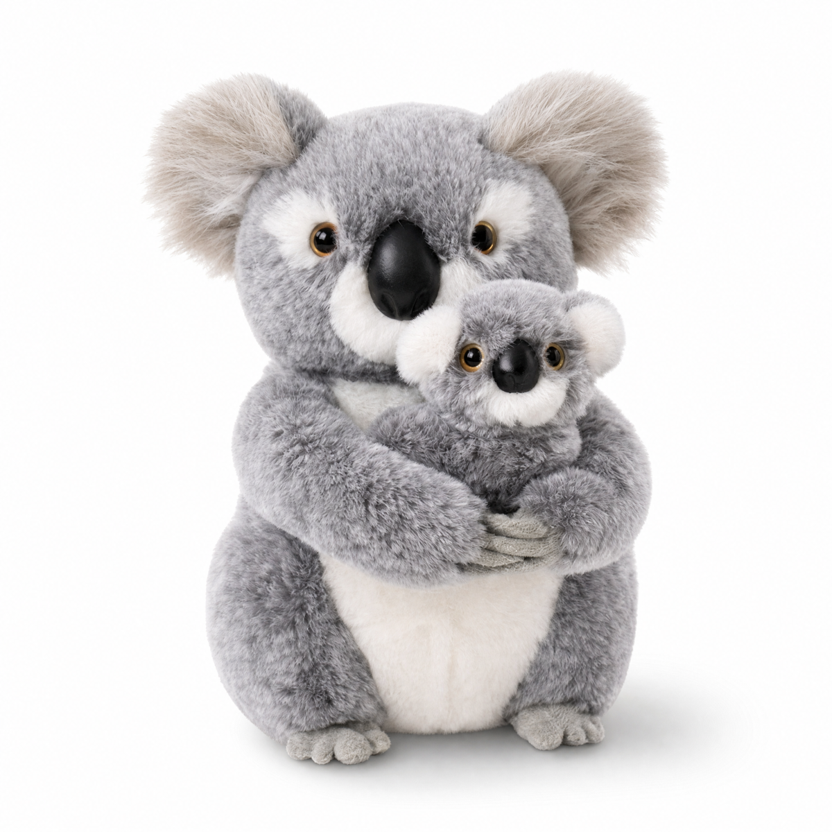 Peluche koala con cucciolo, duo coccole - Sfondo bianco frontale