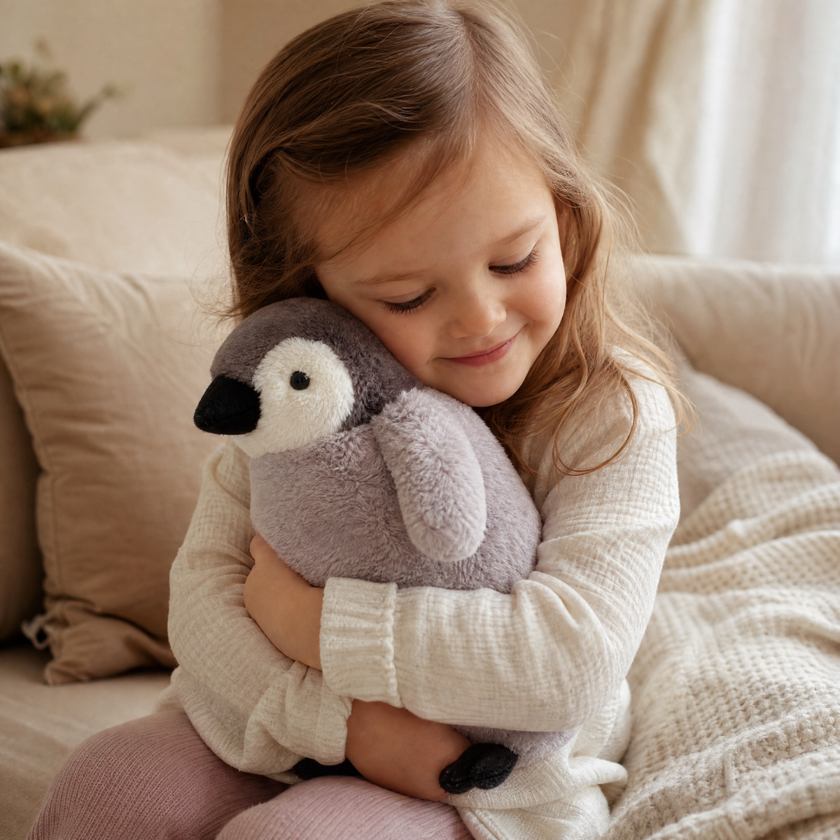 Kuscheliger Pinguin als Schlafkissen - Uso accogliente in interni