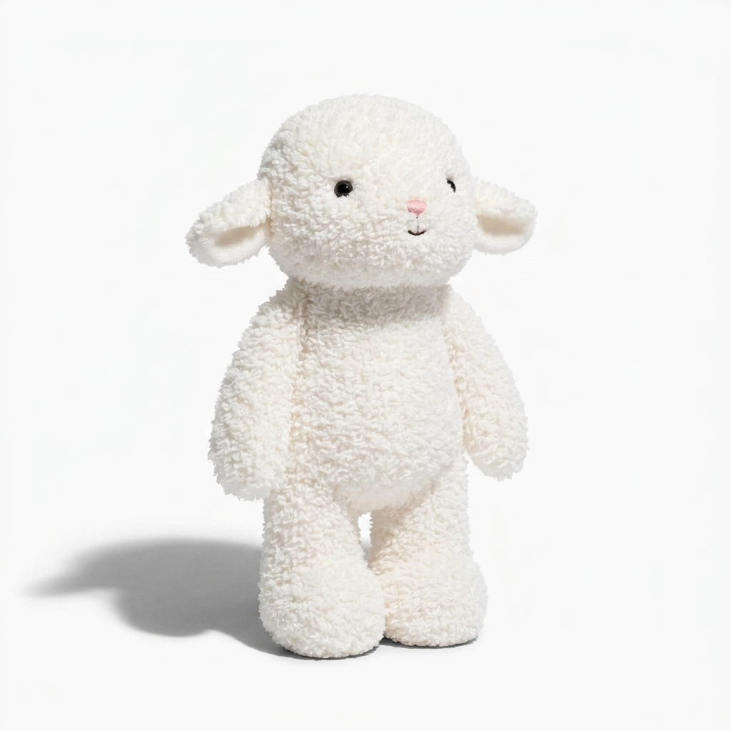 Peluche Pecora Bianca Tutta Morbida - Sfondo bianco angolato