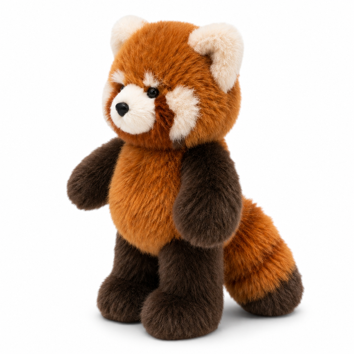 Peluche Panda Rosso in Piedi Realistico - Fondo bianco laterale