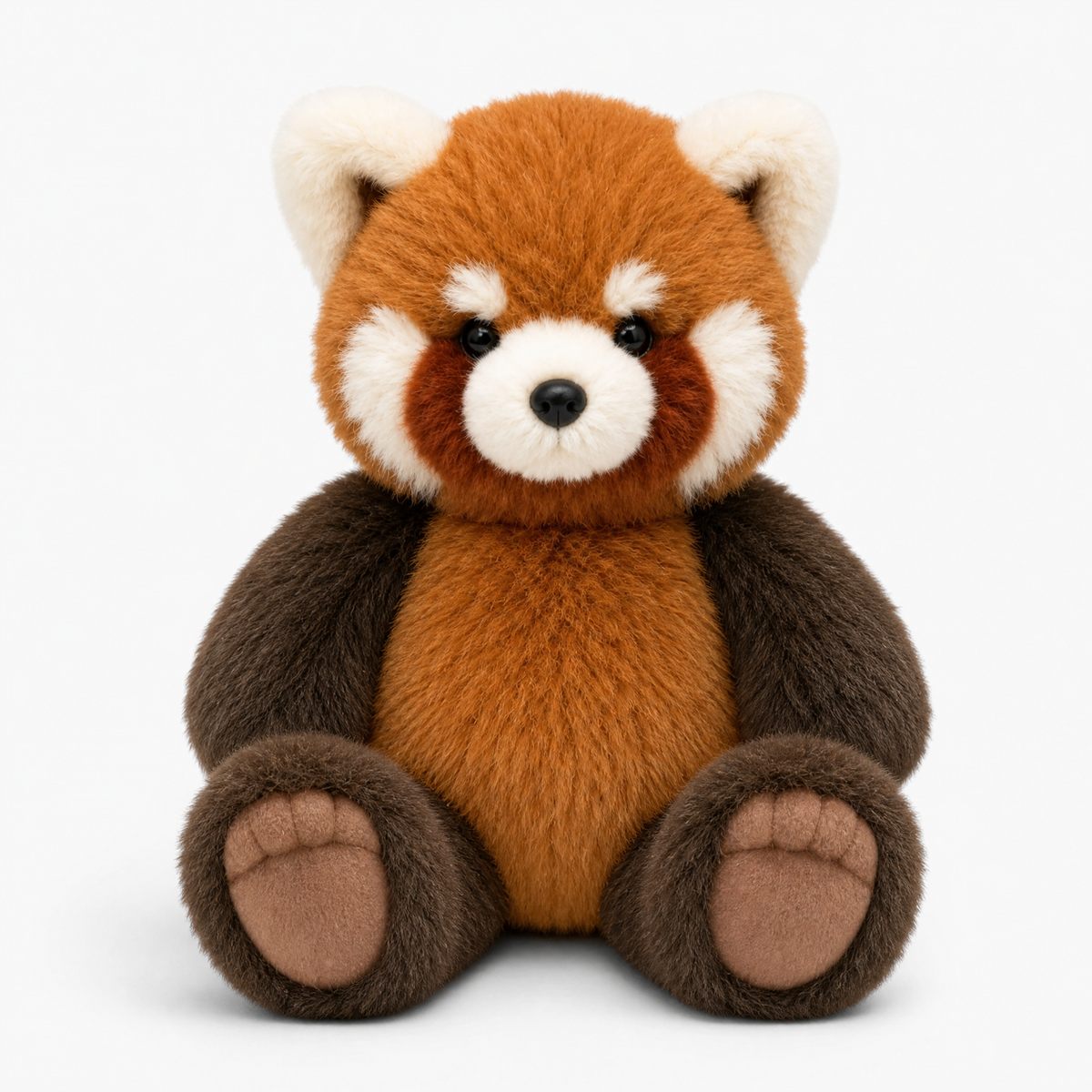 Peluche Panda Rosso in Piedi Realistico - Fondo bianco frontale