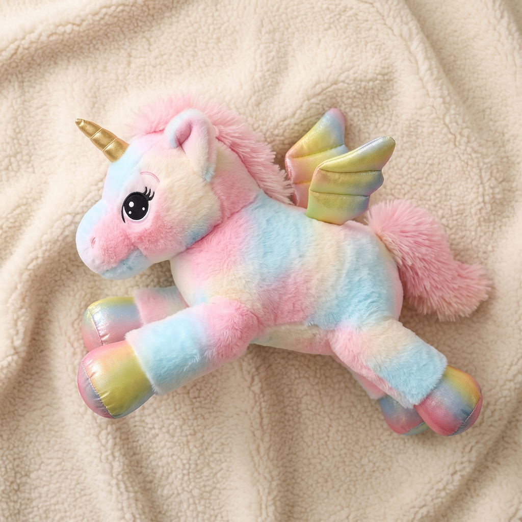 Peluche Unicorno Gigante Arcobaleno Pastello 60 cm - Dettaglio materiale