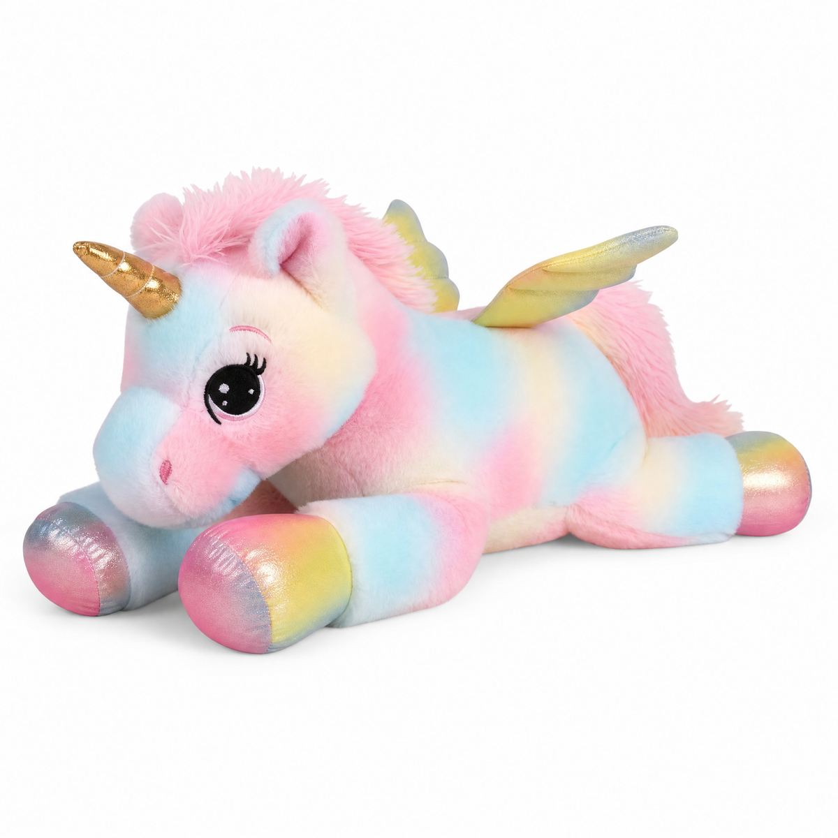 Peluche Unicorno Gigante Arcobaleno Pastello 60 cm - sfondo bianco Frontale