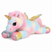 Peluche Unicorno Gigante Arcobaleno Pastello 60 cm - sfondo bianco Frontale