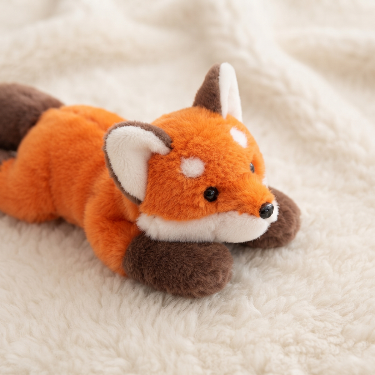 Peluche Volpe Arancione Sdraiata - Dettaglio del materiale