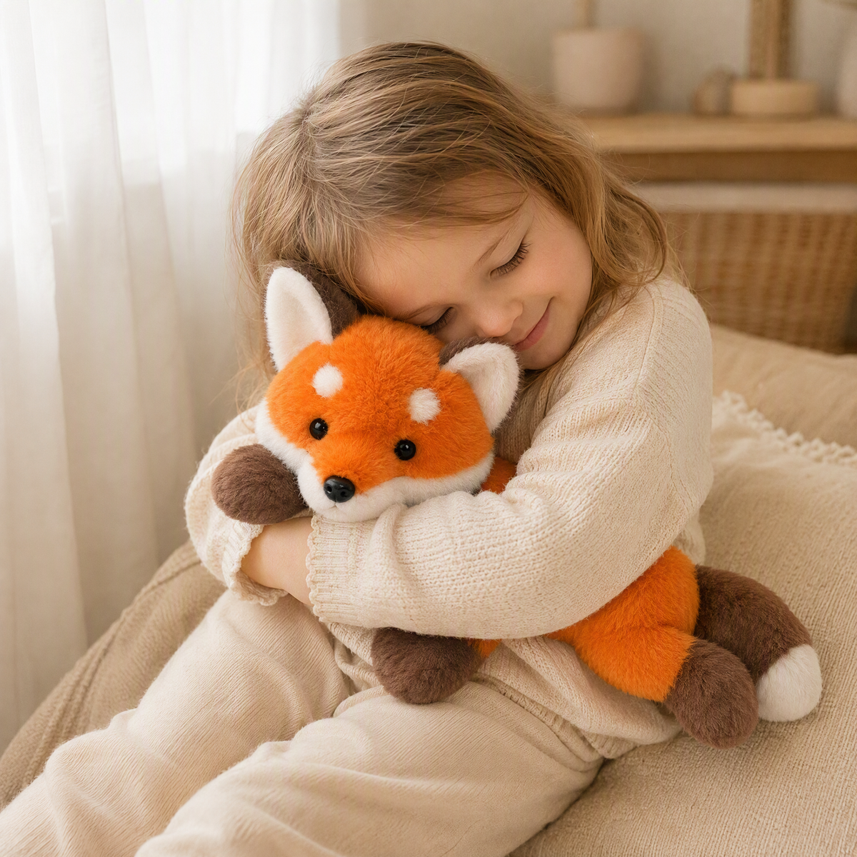 Peluche Volpe Arancione Sdraiata - Utilizzo cosy in interno