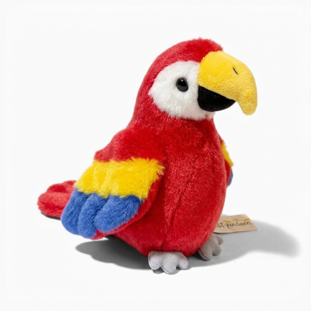 Peluche pappagallo magnetico da spalla - Sfondo bianco di profilo