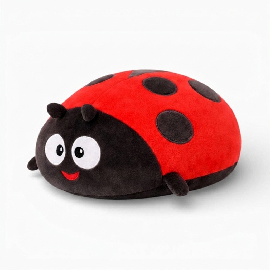 Peluche Coccinella Rossa e Nera a Pois - Fondo bianco laterale