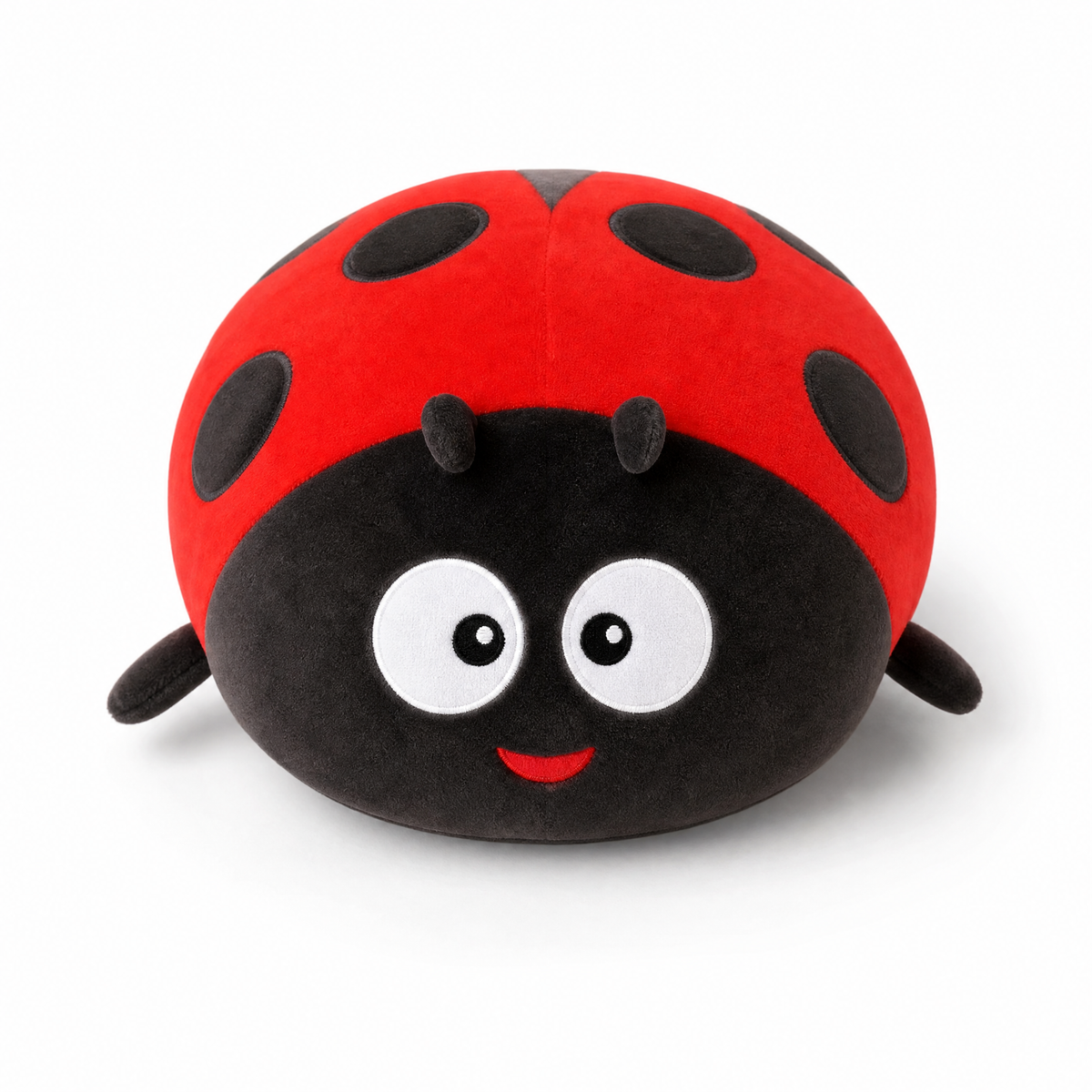 Peluche Coccinella Rossa e Nera a Pois - Fondo bianco frontale