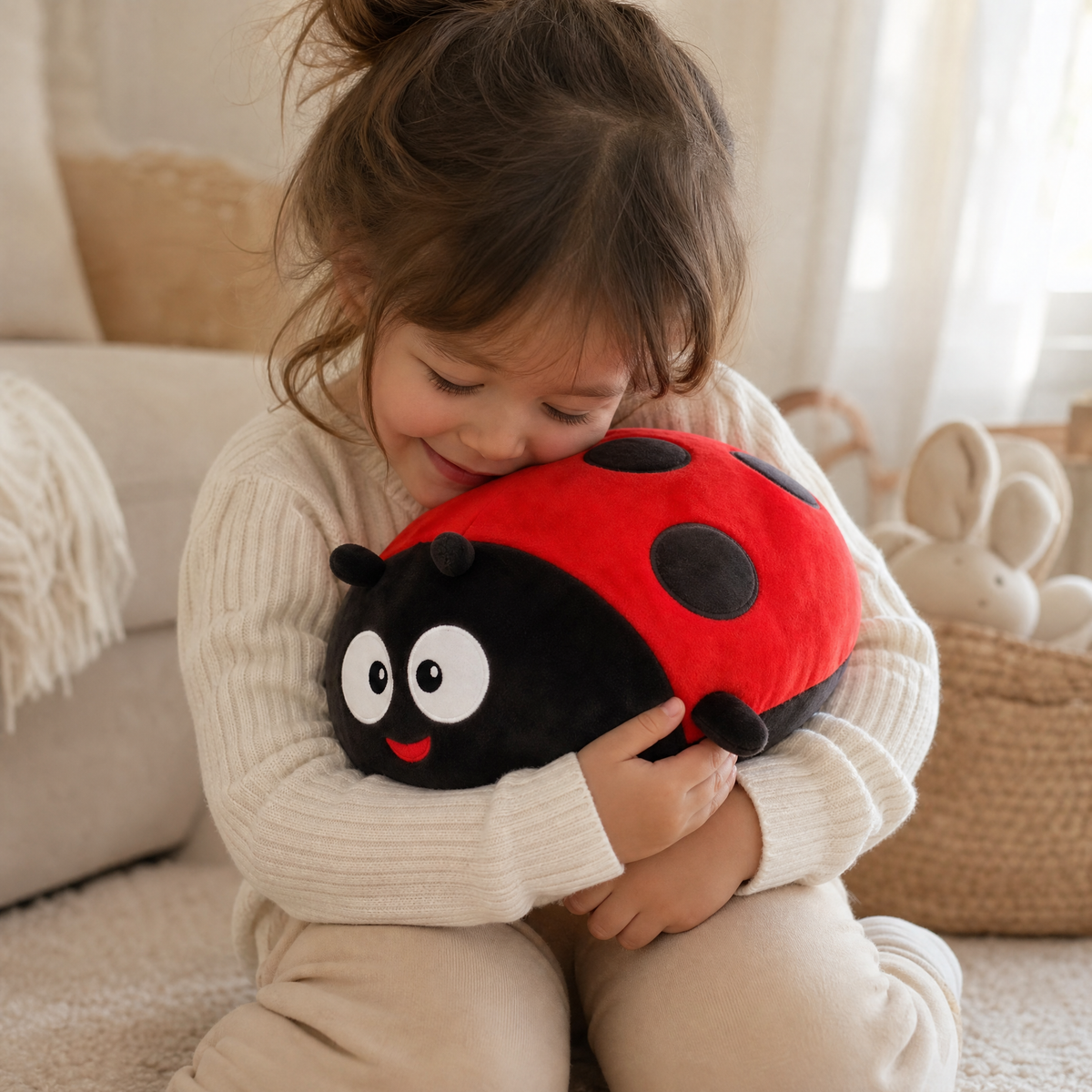 Peluche Coccinella Rossa e Nera a Pois - Utilizzo cosy in interni