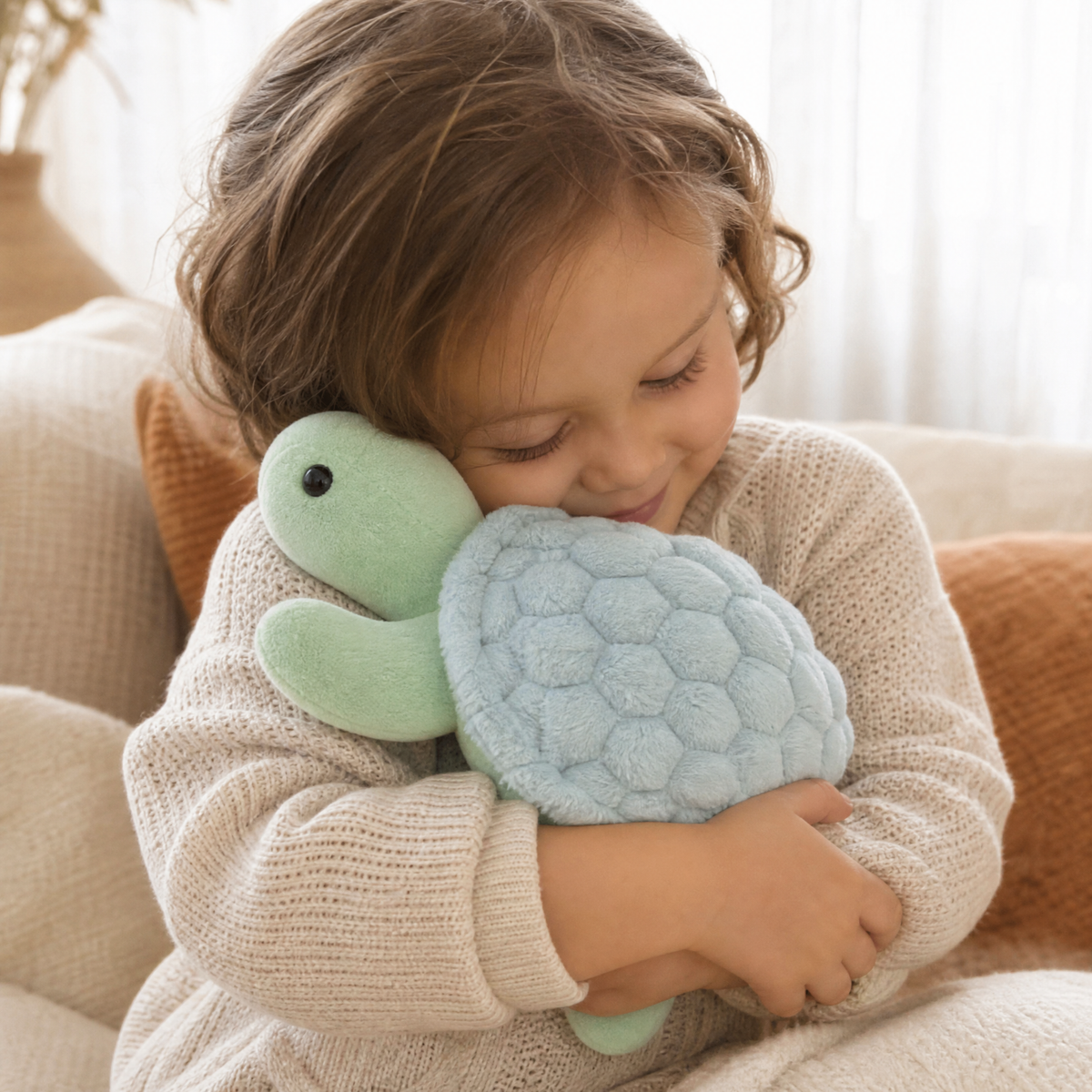 Peluche Tartaruga Marina Realistica Verde Chiaro - Utilizzo cosy in interni