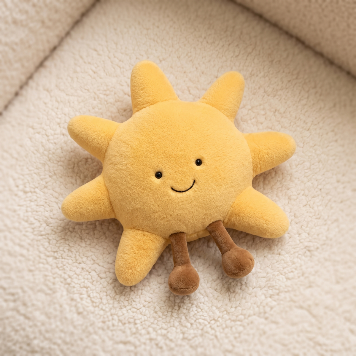 Peluche sole sorridente in velluto morbido - Dettaglio del materiale