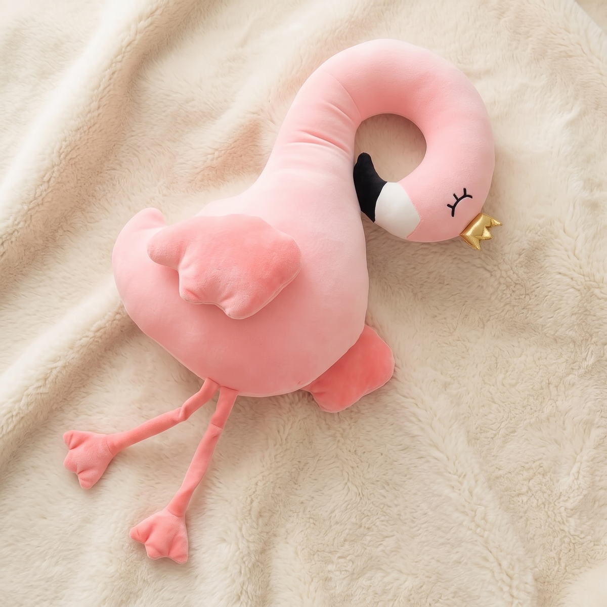 Cuscino fenicottero rosa con corna di renna - Dettaglio del materiale