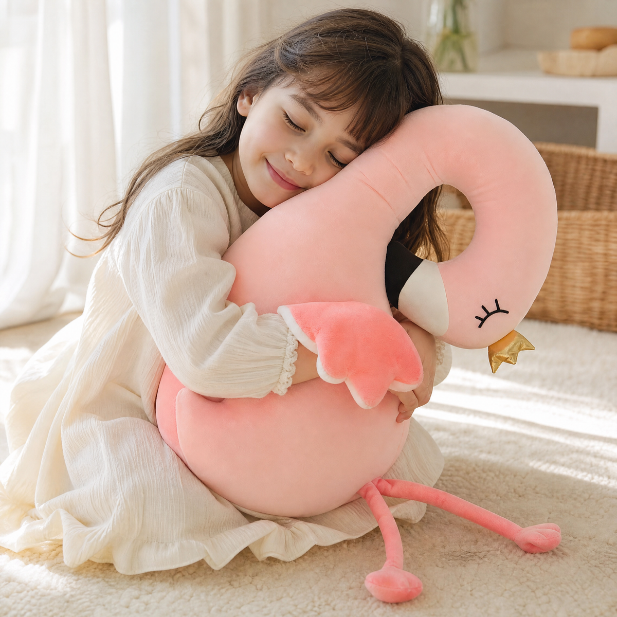 Cuscino fenicottero rosa con corna di renna - Utilizzo accogliente in interno