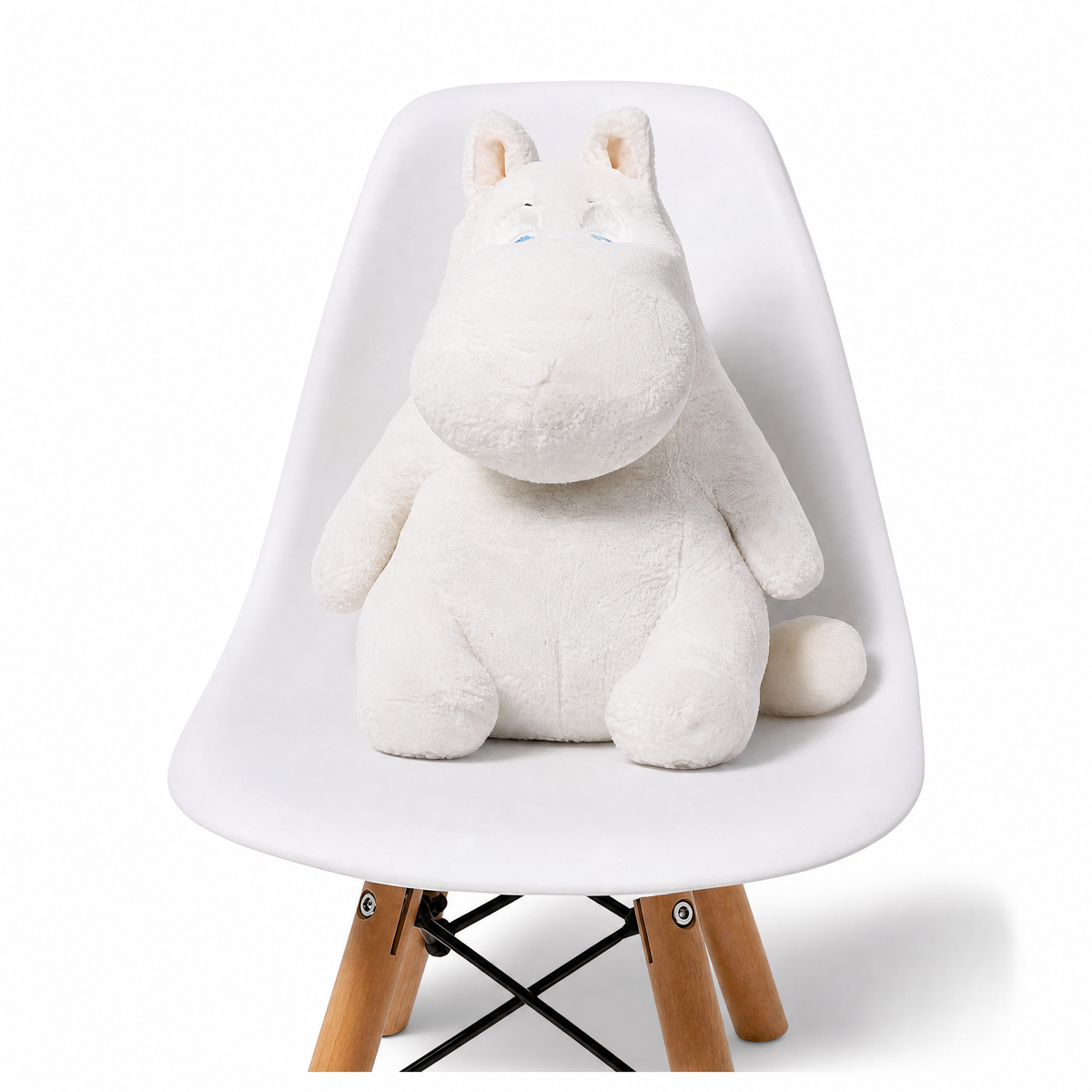 Cuscino Ippopotamo Bianco Tutto Morbido - Sfondo bianco frontale