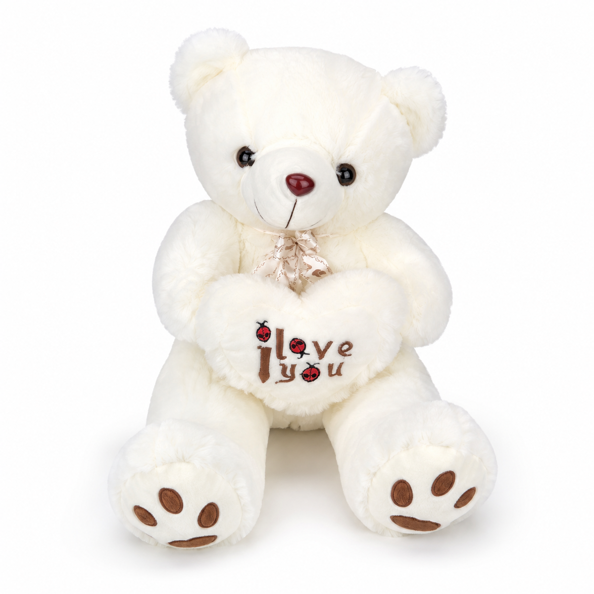 Peluche Orso Peloso Bianco I Love You - Bianco / 70cm · Bianco / 50cm