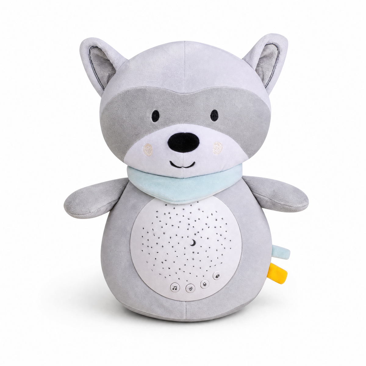 Peluche Rumore Bianco Procione Rilassante - Vista frontale su sfondo bianco