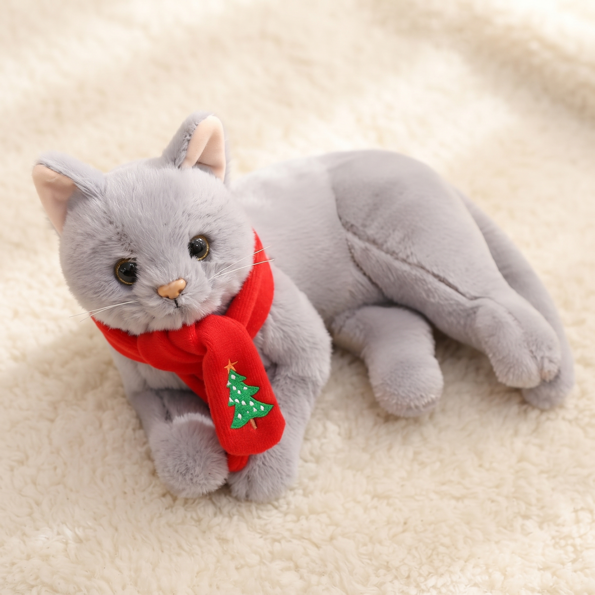 Peluche Gatto Realistico Grigio 30cm - Dettaglio materiale
