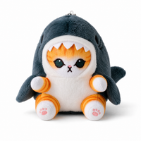 Peluche Gatto Squalo Tigrato Travestito 13cm - Sfondo bianco frontale