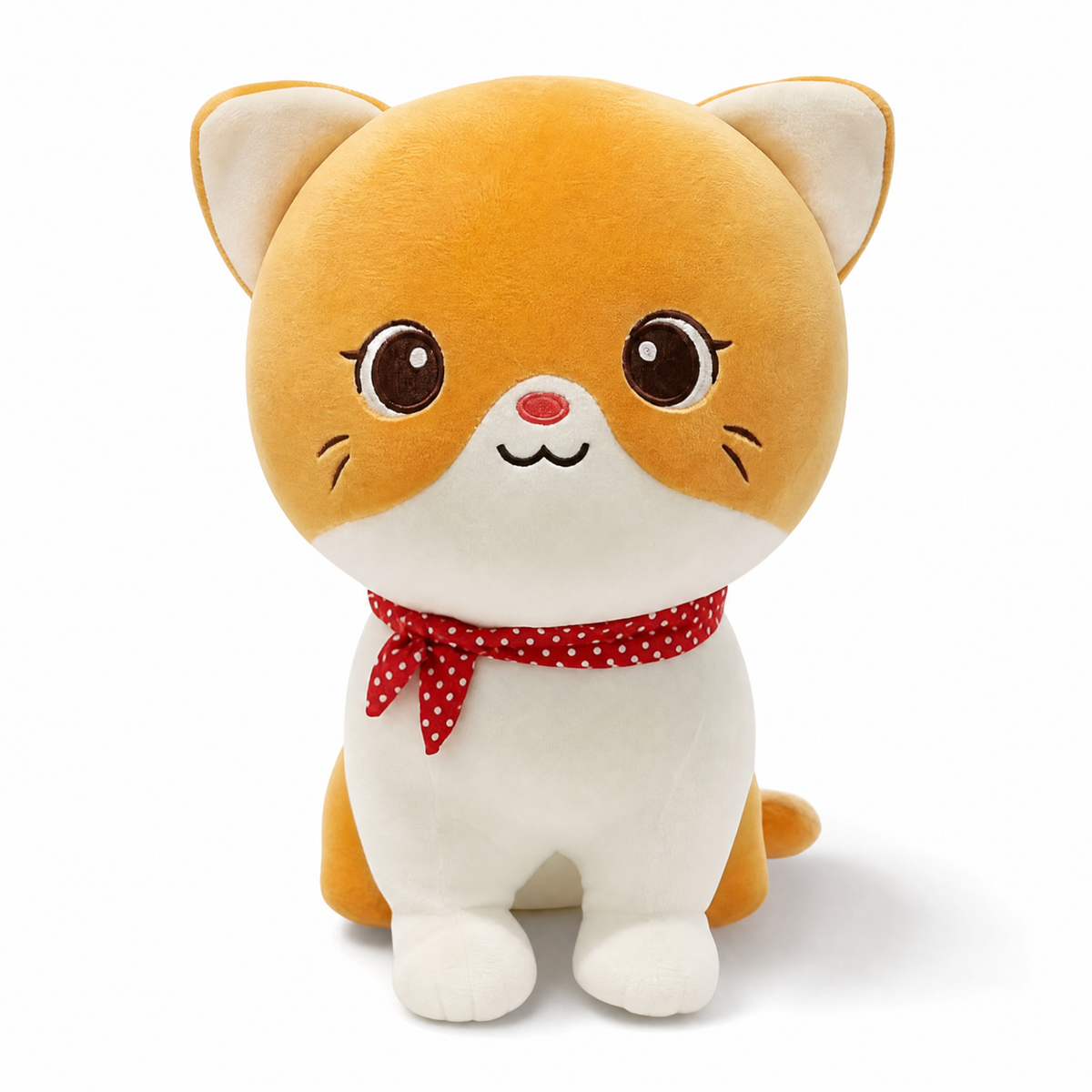 Peluche Gattino Rosso con Foulard - Sfondo bianco frontale